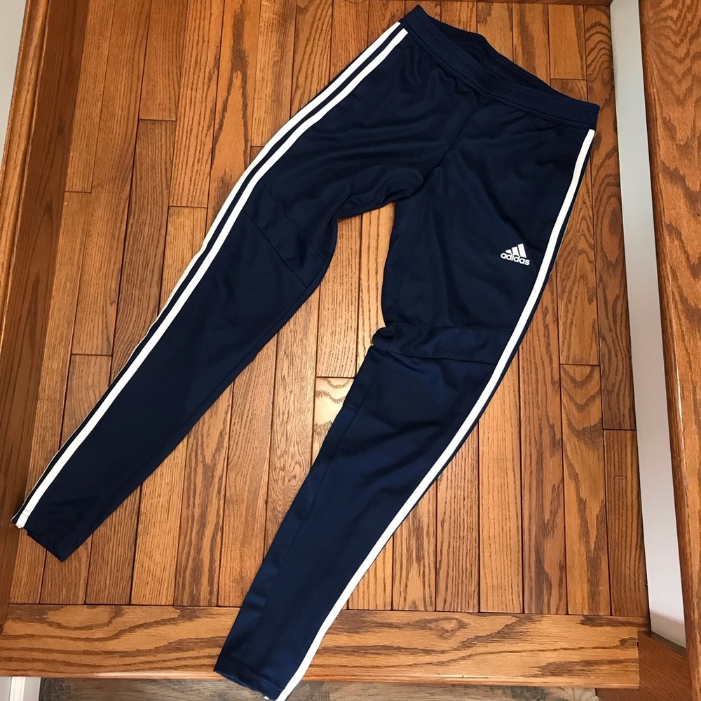 Adidas Women’s Dark Blue Joggers with White Stripes
